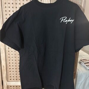 Playboy Black Tee with White Script